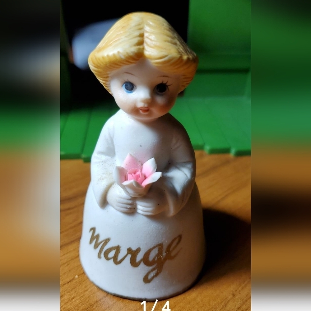 Ceramic Angel Figurine with Pink Flower